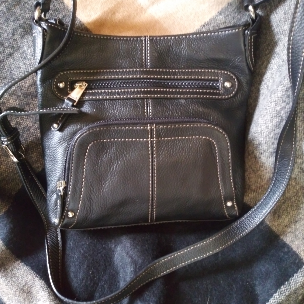 Small black leather crossbody
